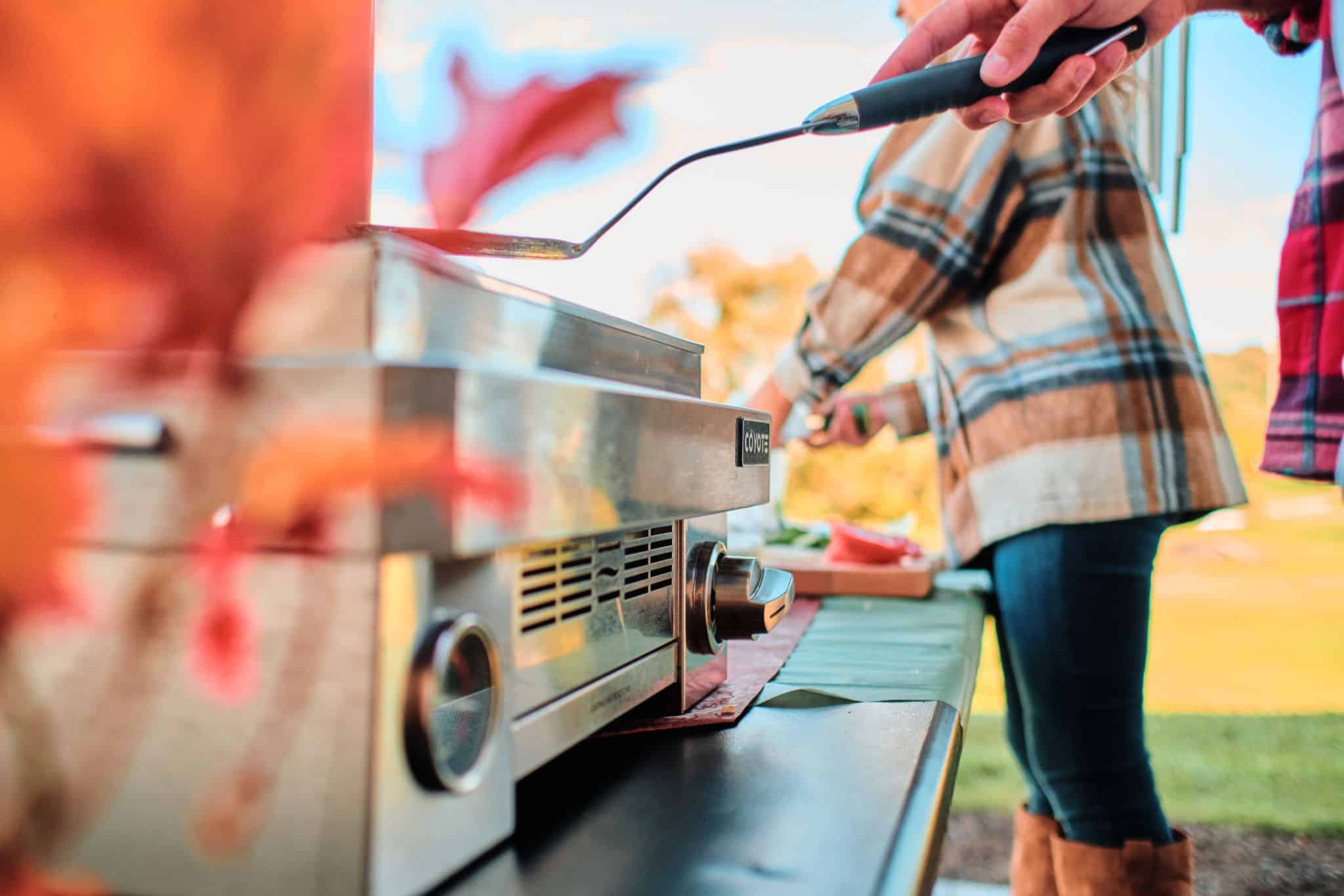 Coyote Portable Grill in Autumn Setting
